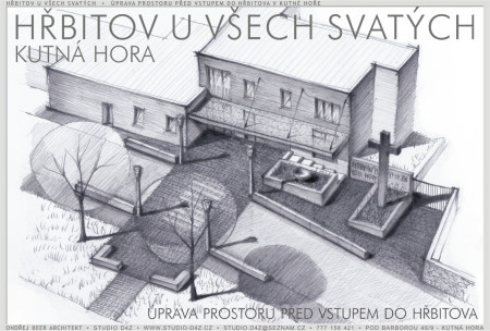 KUTNÁ HORA - HŘBITOV U VŠECH SVATÝCH | Úprava a kultivace prostoru před vstupem - křížení dvou světů. Varianta A.